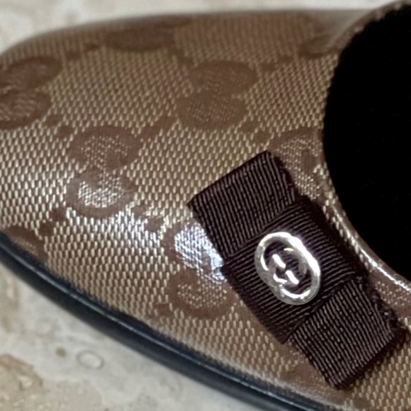 Gucci Beige Ebony/T.moro Crystal Gg/Ns Nylon Pumps - Picture 13 of 15